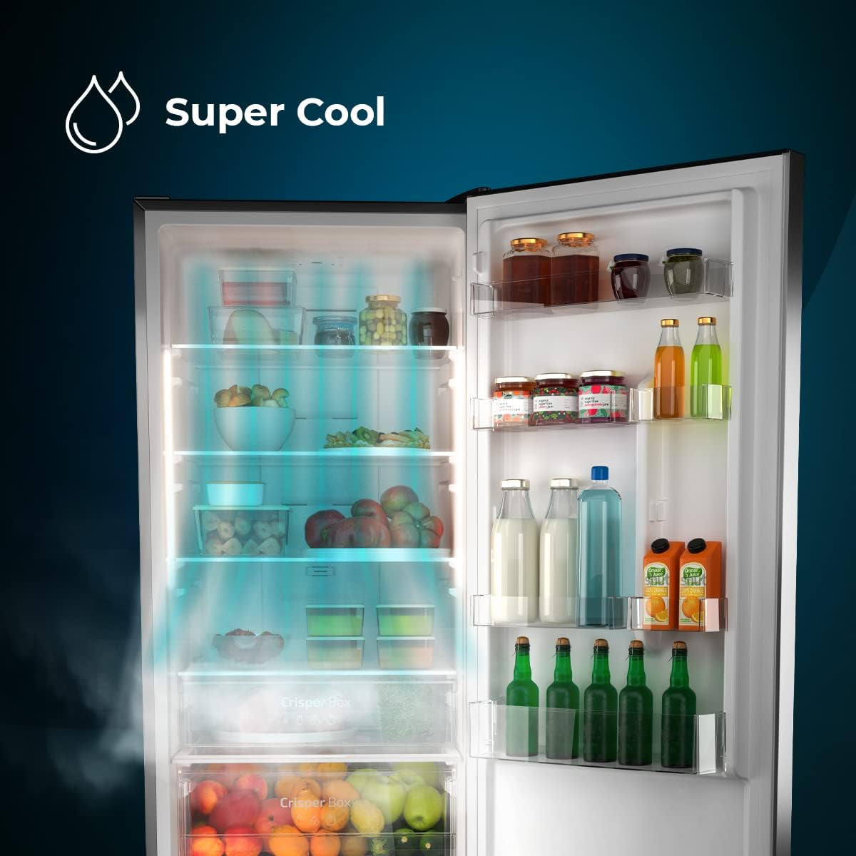 Frigorífico Combi 2 Puertas Bolero Coolmarket Combi 322 Inox D. 322 L, Altura 185 Y 60 Cm De Ancho, Bajo Consumo, Motor Inverter, Sistema Multi Air Flow, Total No Frost