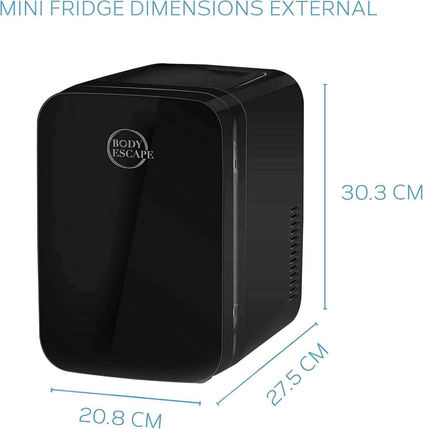 Body Escape Mini Réfrigérateur Pour Soins De La Peau Et Maquillage - Mini Réfrigérateurs Beauté À Porte En Verre - Réfrigérateur Portable, Compact, Et Silencieux Pour Le Maquillage - 6L - Noir