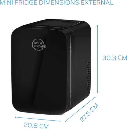 Body Escape Mini Réfrigérateur Pour Soins De La Peau Et Maquillage - Mini Réfrigérateurs Beauté À Porte En Verre - Réfrigérateur Portable, Compact, Et Silencieux Pour Le Maquillage - 6L - Noir