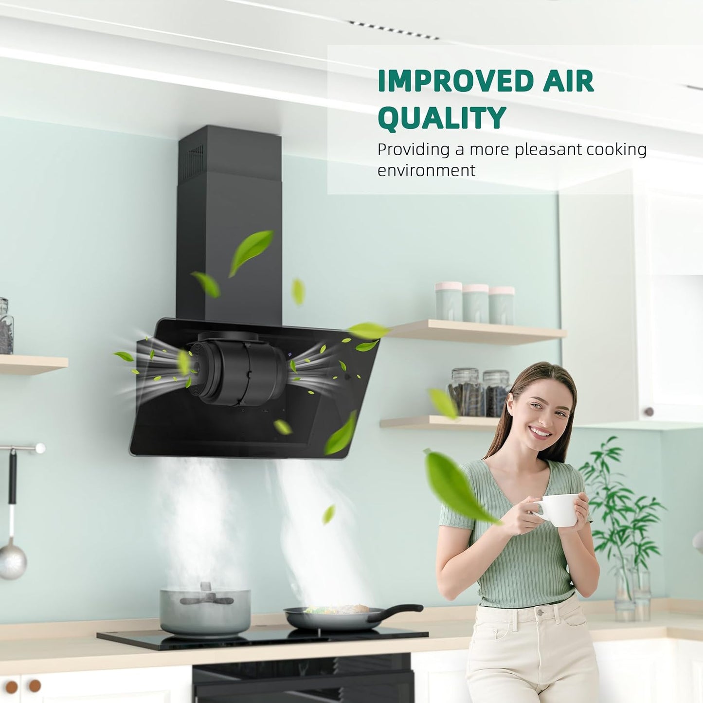 Hotte Aspirante 60Cm, Hotte Aspirante À Évacuation/Circulation D'Air Avec Touch Control,Led, Moteur Sans Balais,Silencieuse, Hotte Aspirante Puissante, Hotte Inclinée, Efficacité A++