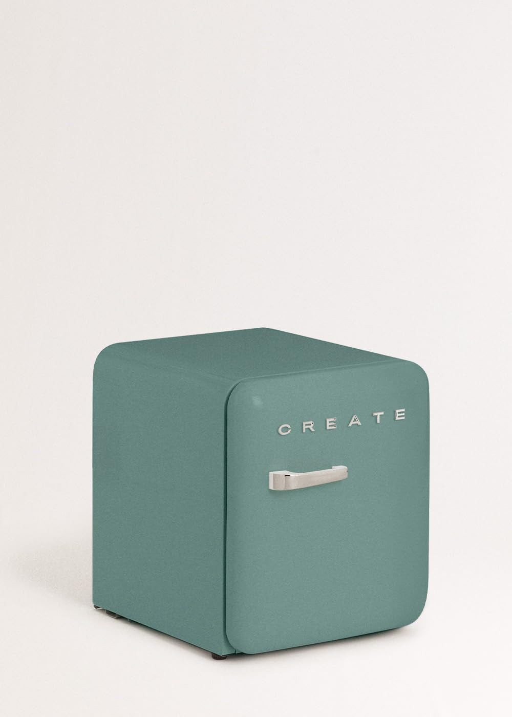 Retro Fridge 50 Silver - Réfrigérateur Vert Sauge Poignée Argent / 85 W, Mini Bar, Une Étagère, Design Rétro, 50 Cm, Deux Étagères, Capacité De 48 L, Économie D'Énergie, 50 X 44 X 49,8 Cm
