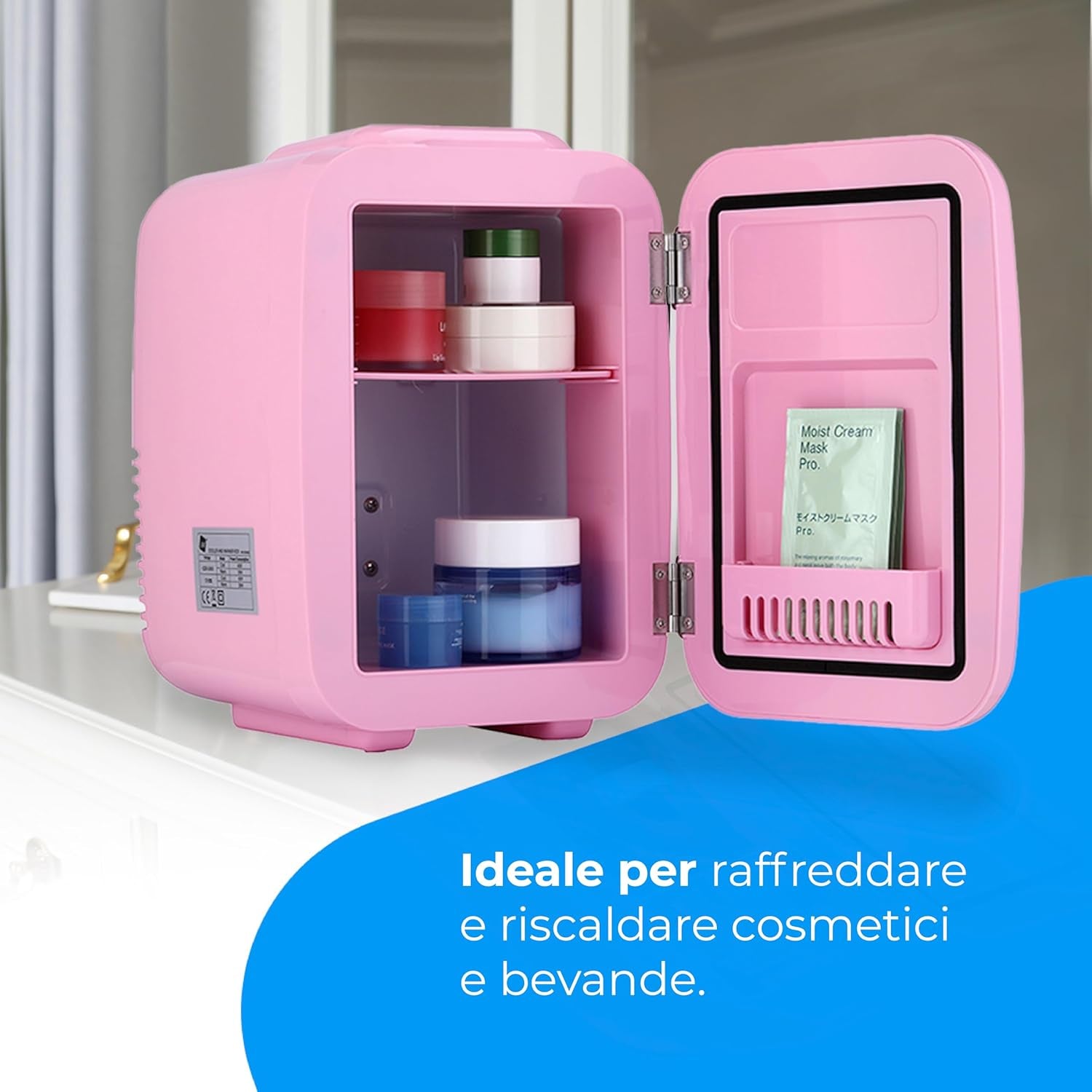 Mini Réfrigérateur Portable, 4 Litres De Capacité, Fonctionnement 12 V-220 V, Fonction Refroidissement Et Chauffage, Pour Cosmétiques Et Rafraîchissements, Rose