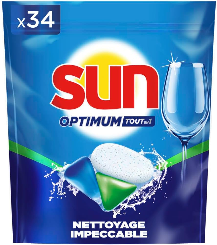 - Optimum Pastilles Lave-Vaisselle Tout En 1 - 34 Capsules - Regular - Nettoyage Impeccable & Brillance Éclatante - Tablettes Avec Action Dégraissante