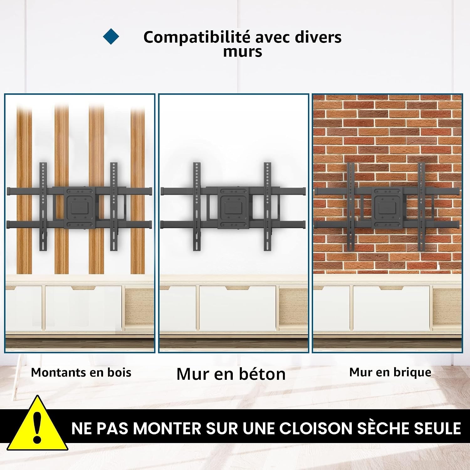 Support Mural TV À Extra Longue, 32-75 Pouces, Portée 1040 Mm | Charge Maximale 60 Kg, VESA Max 600X400 Mm, Pivotement, Inclinaison Et Rotation, Écrans Plats Ou Incurvés