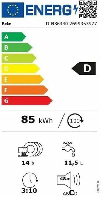 Beko DIN36430 Lave-Vaisselle Entièrement Intégré 14 Couverts D