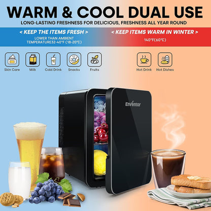 Mini Frigo 4 Litres, Petit Réfrigérateur Portable, 6 Canettes, Mini Réfrigérateurs Cosmétiques Pour Cooler and Warmer, Mini Petit Frigo Pour Chambre/Voiture/Voyage/Boissons/Fruits, Noir