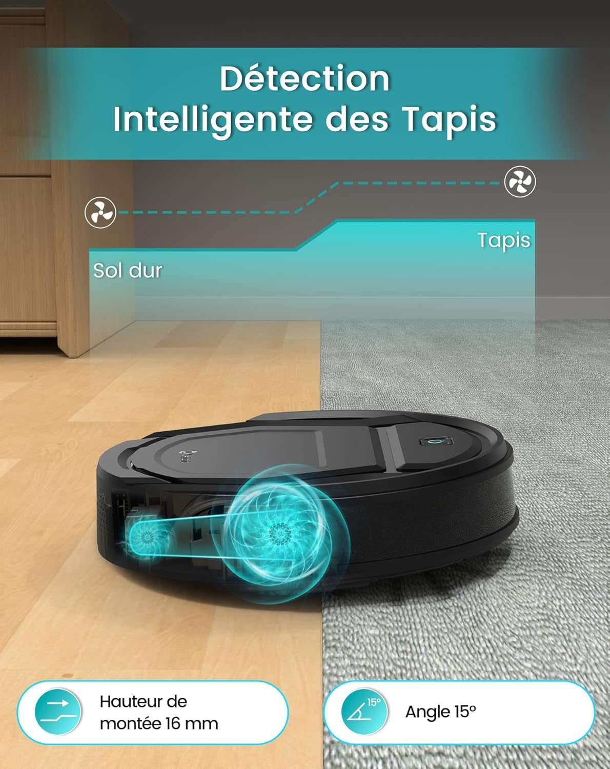 Aspirateur Robot, Robot Aspirateur Mince Silencieux Connecté Avec Wifi/Bluetooth/Alexa/App, 6 Modes De Nettoyage, Auto-Charge, 120Min D'Autonomie, Idéal Pour Poils D'Animaux Sols Durs, M210P