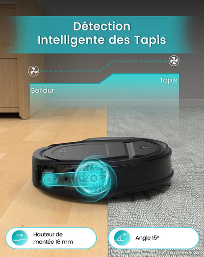 Aspirateur Robot, Robot Aspirateur Mince Silencieux Connecté Avec Wifi/Bluetooth/Alexa/App, 6 Modes De Nettoyage, Auto-Charge, 120Min D'Autonomie, Idéal Pour Poils D'Animaux Sols Durs, M210P