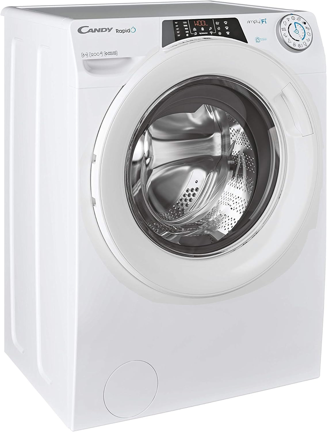 Rapidó RO 1284DWME/1-S – Lave Linge 8 Kg, 9 Cycles Rapides, 1200 Tours/Min, Wi-Fi & Bluetooth, Moteur Inverter, Fonction Vapeur, 51 Db, Classe A+++-20% AB, Blanc
