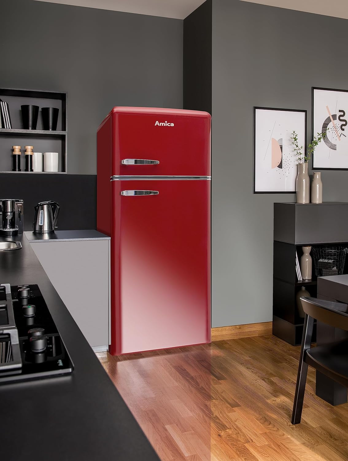 Amica KGC15630R Réfrigérateur-Congélateur Autoportante 213 L E Rouge