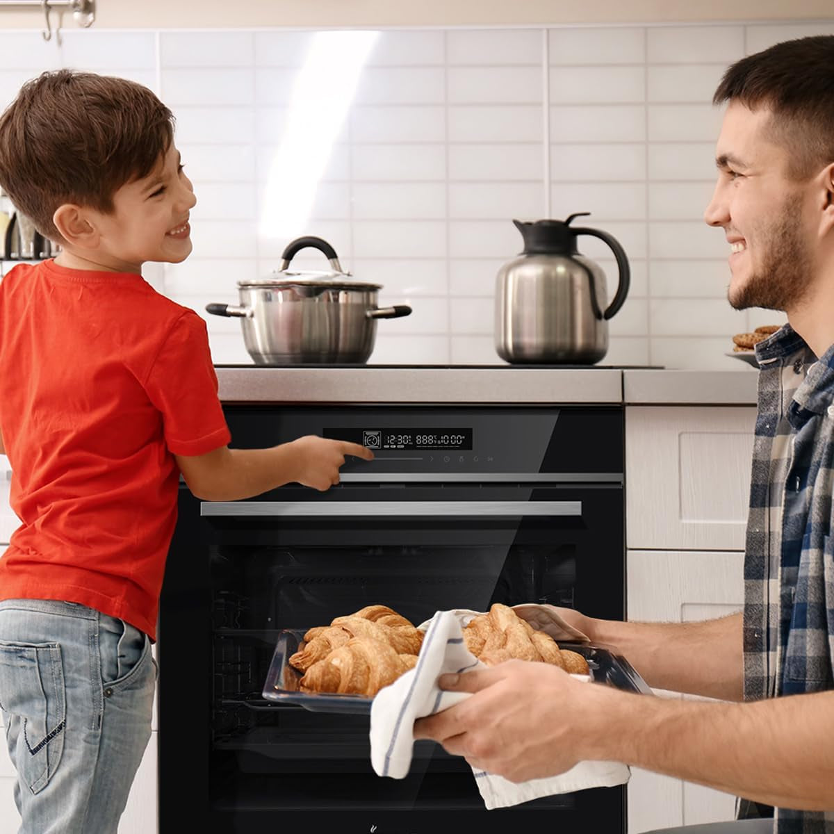 Cuisinière: 60Cm Four Encastrable EB8019EDP + 59Cm Plaque Induction IH85901FZ / Pyrolyse/Fonction Pizza/Gril/Circulation De L'Air/Air Chaud/Tiroirs Télescopiques / SET8019IH592FZ