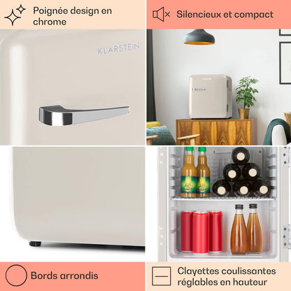 Mini Frigo De Chambre De 48L Pour Snacks Et Boissons, Petit Frigo Top Silencieux, Mini Bar, Petit Réfrigérateur Camping, Mini Frigo Cosmetique, Refrigerateur Avec Étagères Réglables, 0-10°C