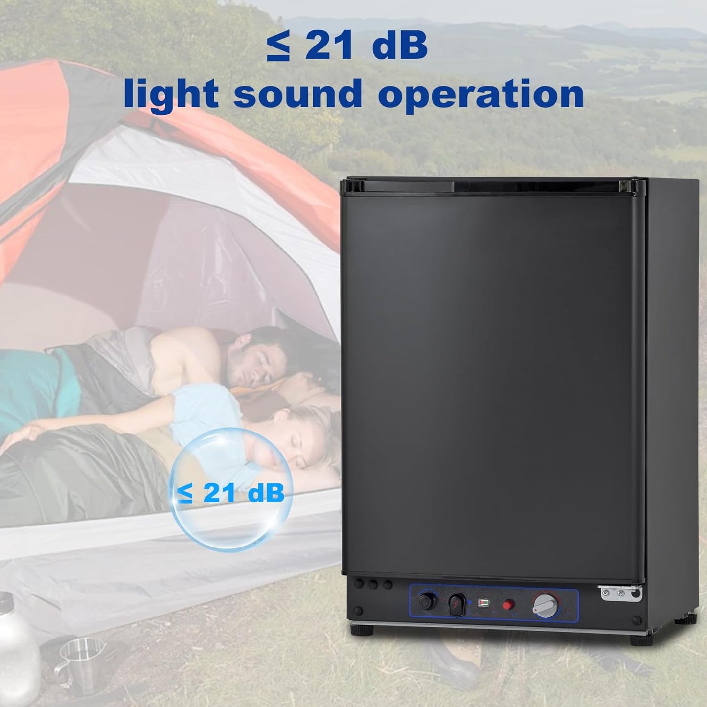 Frigo Gaz 60L, Frigo Trimixte 12V/220V/Gaz, Frigo Portable Silencieux, Idéal Pour Camping-Car, Caravane, Maison De Vacances, Mobile-Home, Noir