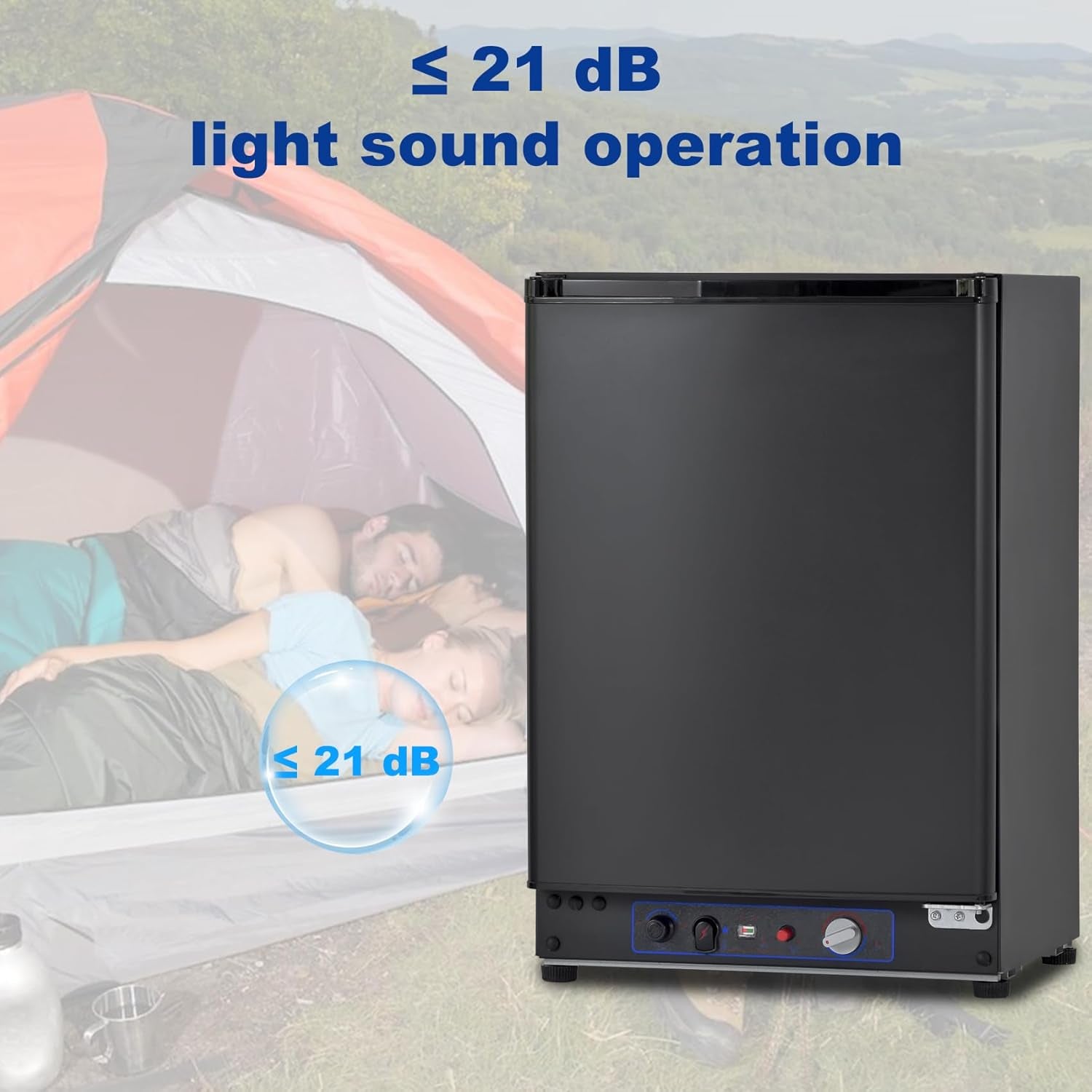 Frigo Gaz 60L, Frigo Trimixte 12V/220V/Gaz, Frigo Portable Silencieux, Idéal Pour Camping-Car, Caravane, Maison De Vacances, Mobile-Home, Noir