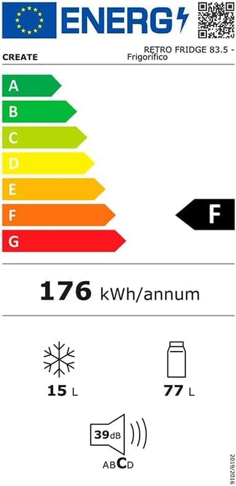 / RÉTRO FRIGO 83.5 Argent/Réfrigérateur Vert Sauge Avec Poignée Argentée / 98W, Basse Consommation, 2 Étagères, Régulateur De Température, Porte-Bouteilles, 56X54X84Cm.