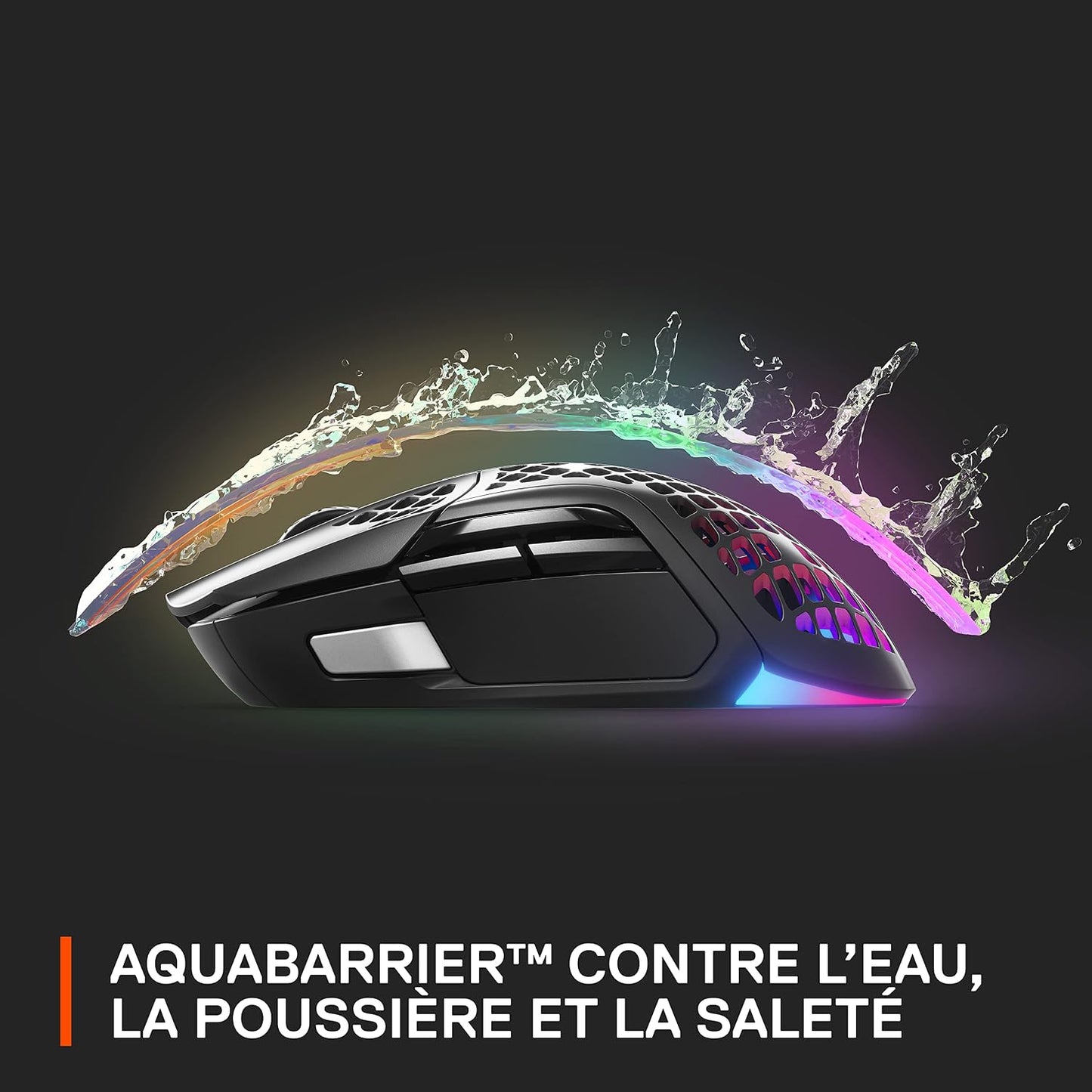 Aerox 5 Wireless - Souris Gaming Perforée RGB - Design Ultra-Léger Et Étanche - 9 Boutons - Bluetooth/2.4 Ghz - Capteur Optique Truemove Air 18K DPI