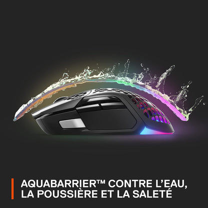 Aerox 5 Wireless - Souris Gaming Perforée RGB - Design Ultra-Léger Et Étanche - 9 Boutons - Bluetooth/2.4 Ghz - Capteur Optique Truemove Air 18K DPI