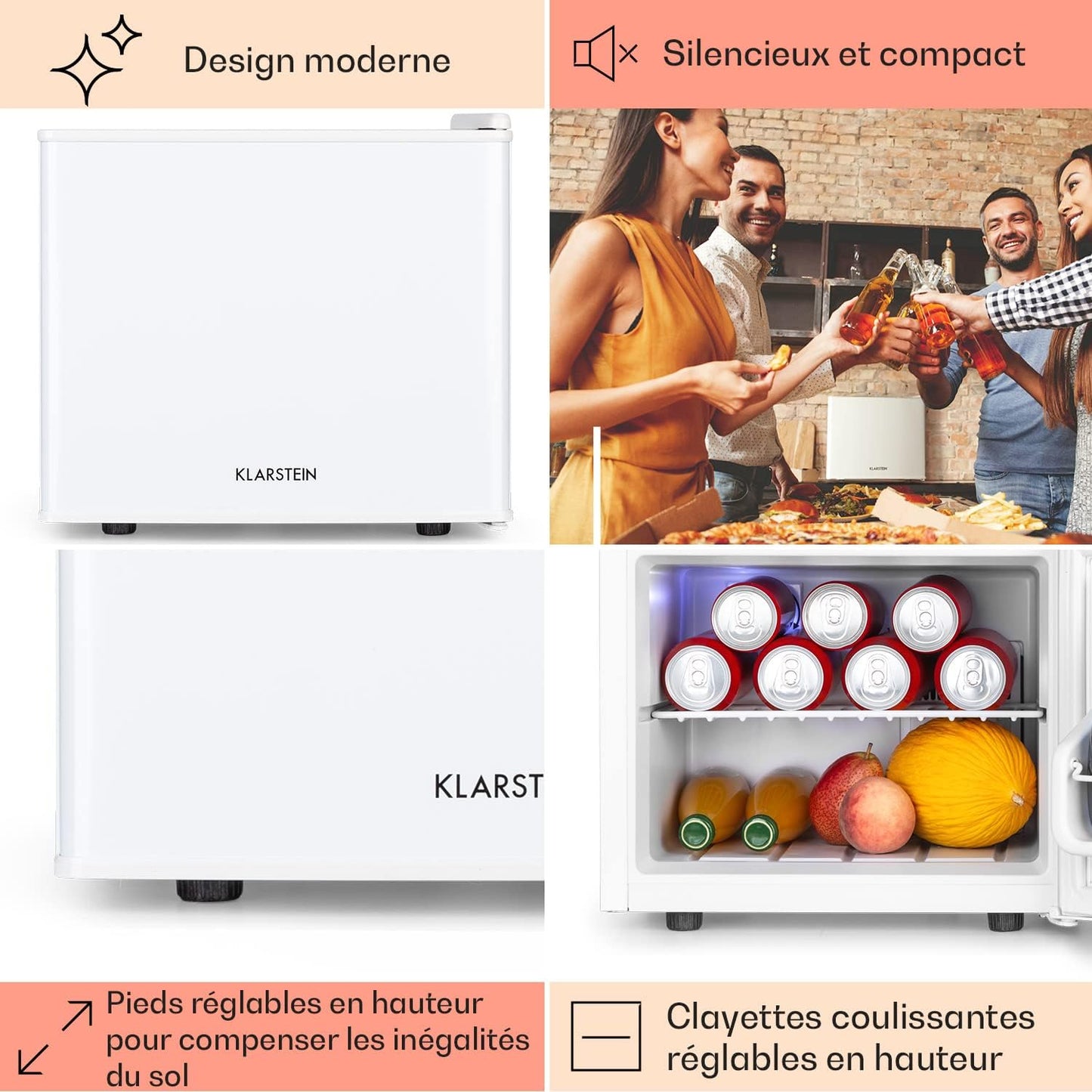 Mini Frigo De Chambre Pour Boissons, Petit Frigo Silencieux, Mini Bar Intérieur, Bières, Vins, Petit Refrigerateur Camping, 3 Niveaux De Refroidissement, Frigo Cosmetique, 0-15°C, 17L