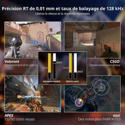 X68 HE Clavier 8000Hz Rapid Trigger, Clavier Gamer Filaire RGB 60% Avec Précision RT De 0,01 Mm Avec Interrupteur Magnétique, Actionnement Réglable, Snap Tap, Pour Pc/Mac, Noir