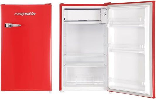 Réfrigérateur Rétro Avec Congélateur Respekta/Rouge / 83,1 X 47,4 Cm / 90 L De Volume Utile/Pieds Réglables En Hauteur/Avec Ouvre-Bouteille Sur Le Côté / KG83R-37