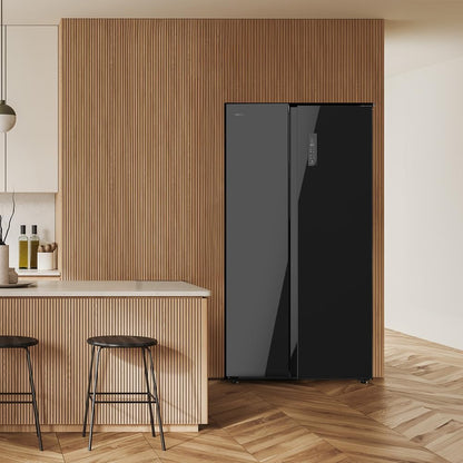 Réfrigérateur Américain De 550 Litres Bolero Coolmarket SBS 550 Glass E. 177 Cm De Hauteur Et 90 Cm De Largeur, Système Multi Air Flow, No Frost Total, Moteur Inverter Plus
