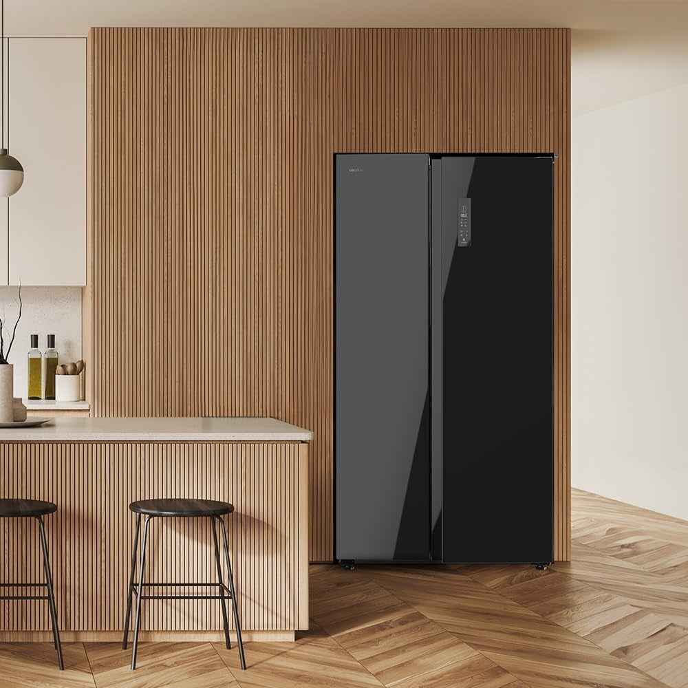 Réfrigérateur Américain De 550 Litres Bolero Coolmarket SBS 550 Glass E. 177 Cm De Hauteur Et 90 Cm De Largeur, Système Multi Air Flow, No Frost Total, Moteur Inverter Plus
