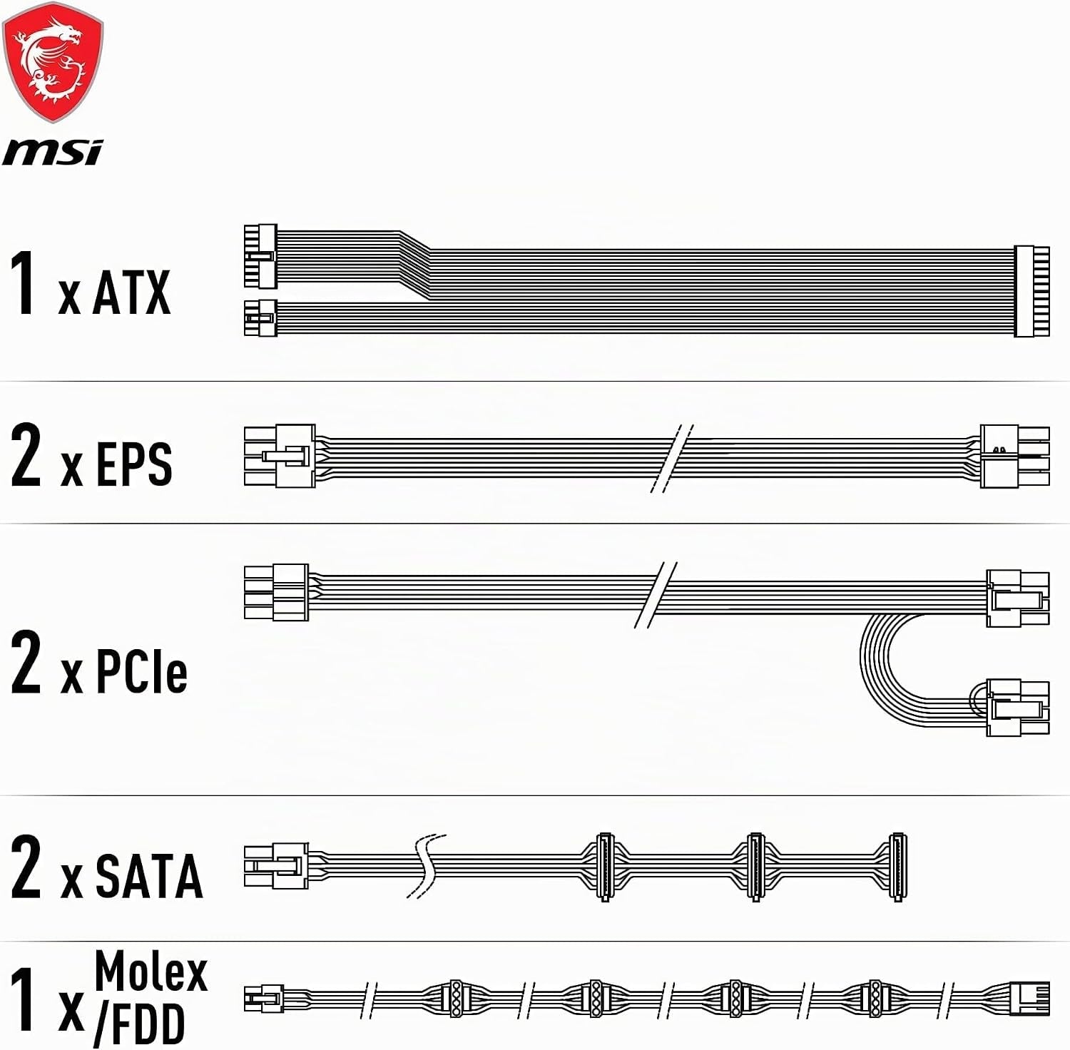 MSI MAG A650GL Alimentation Modulaire ATX, 80 plus Gold | 650W, Ventilateur FDB 120 Mm À Roulement Hydrodynamique, Full-Bridge LLC, Câbles Plats Noirs, Garantie 7 Ans