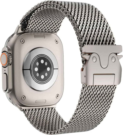 Milanais Bracelet En Titane Pour Apple Watch Ultra 3/2/1 49Mm 46Mm 45Mm 44Mm 42Mm(Series 3 2 1), Boucle De Type Parachute, Bracelets En Titane Pour Iwatch SE3/SE2/SE Series 11 10 9 8 7 6 5 4 3 2 1