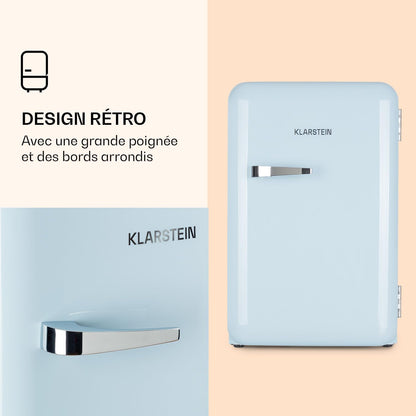 Audrey Mini - Petit Réfrigérateur, Mini-Bar Compact, Pose Libre, Réfrigération Par Compression, Capacité, Réfrigération : 0-10 °C, Mini-Réfrigérateur De 70 Litres, Bleu