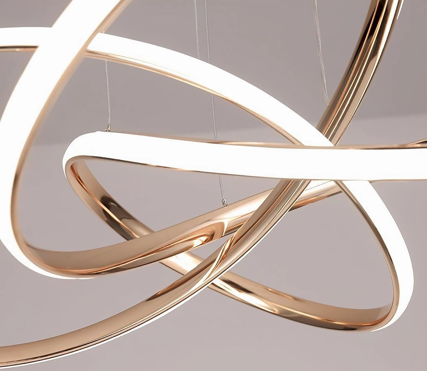 Lampe Pendante Moderne LED En Spirale, 64W Dimmable Avec Télécommande, Hauteur Réglable, Pour Le Salon, La Chambre À Coucher, La Salle À Manger, L'Îlot De Cuisine (B - Or)