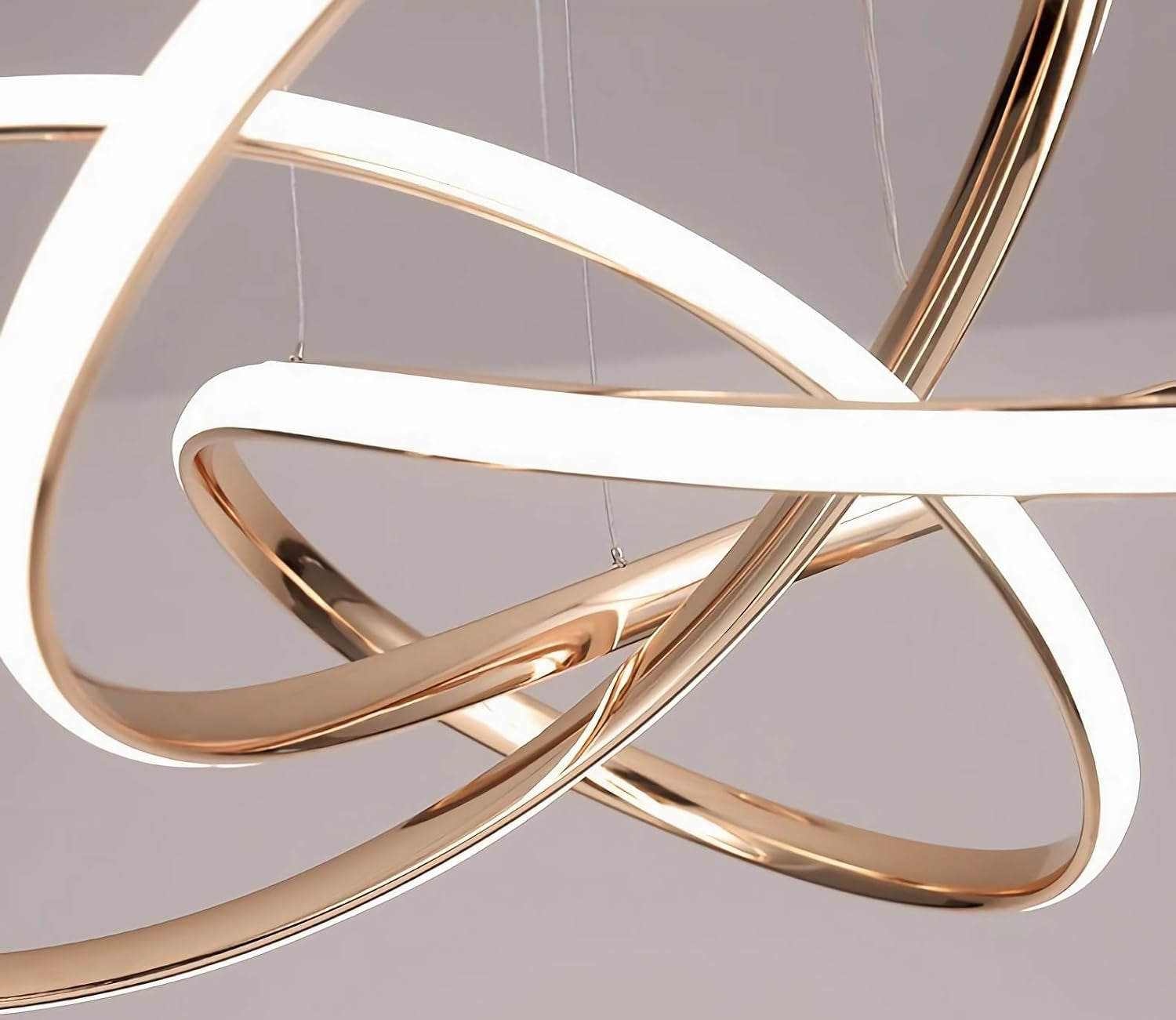 Lampe Pendante Moderne LED En Spirale, 64W Dimmable Avec Télécommande, Hauteur Réglable, Pour Le Salon, La Chambre À Coucher, La Salle À Manger, L'Îlot De Cuisine (B - Or)