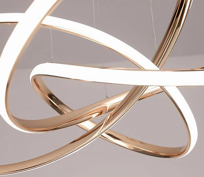 Lampe Pendante Moderne LED En Spirale, 64W Dimmable Avec Télécommande, Hauteur Réglable, Pour Le Salon, La Chambre À Coucher, La Salle À Manger, L'Îlot De Cuisine (B - Or)