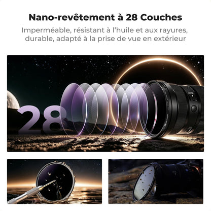 Ø77Mm Filtre ND100000 16.6 F-Stops 5.0 HD Pour Éclipse Solaire | Certifiées ISO 12312-2 : 2015,Étanche,Verre Optique,Résistant À L’Huile Et Aux Rayure,Cadre CNC Antidérapant,Nano-X,Fn706