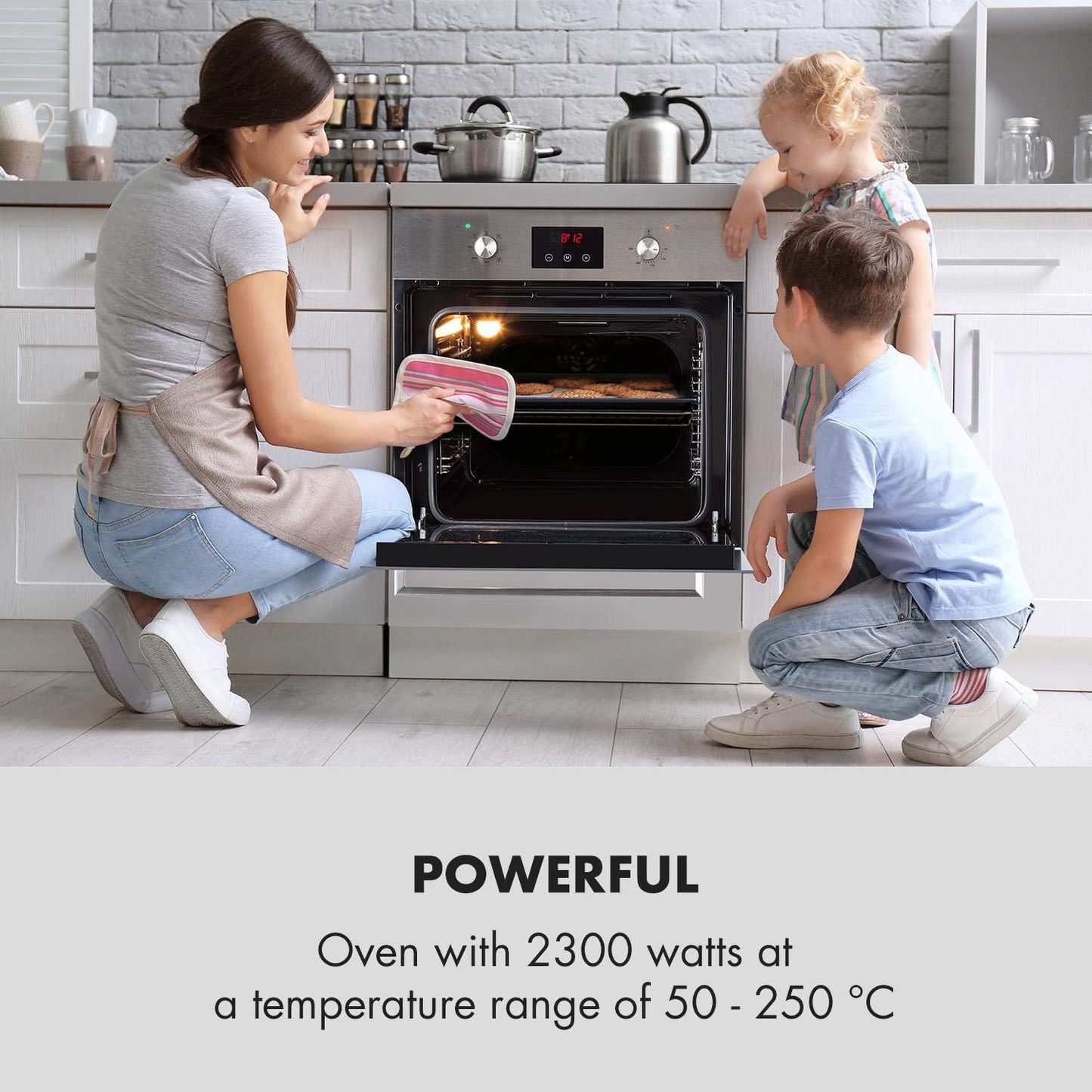 Kalahari Ignito Set - Four + Plaque De Cuisson Encastrables, Gaz & Électrique - Plaque Cuisson 4 Zones Vitrocéramique - Four :68 L/Classe A, 50-250 °C, Noir, Acier Inoxydable