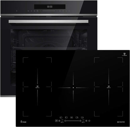 Cuisinière: 60Cm Four Encastrable EB8019EDP + 77Cm Plaque Induction IND7705FZ / Pyrolyse/Fonction Pizza/Gril/Circulation De L'Air/Air Chaud/Tiroirs Télescopiques / SET80193FZ