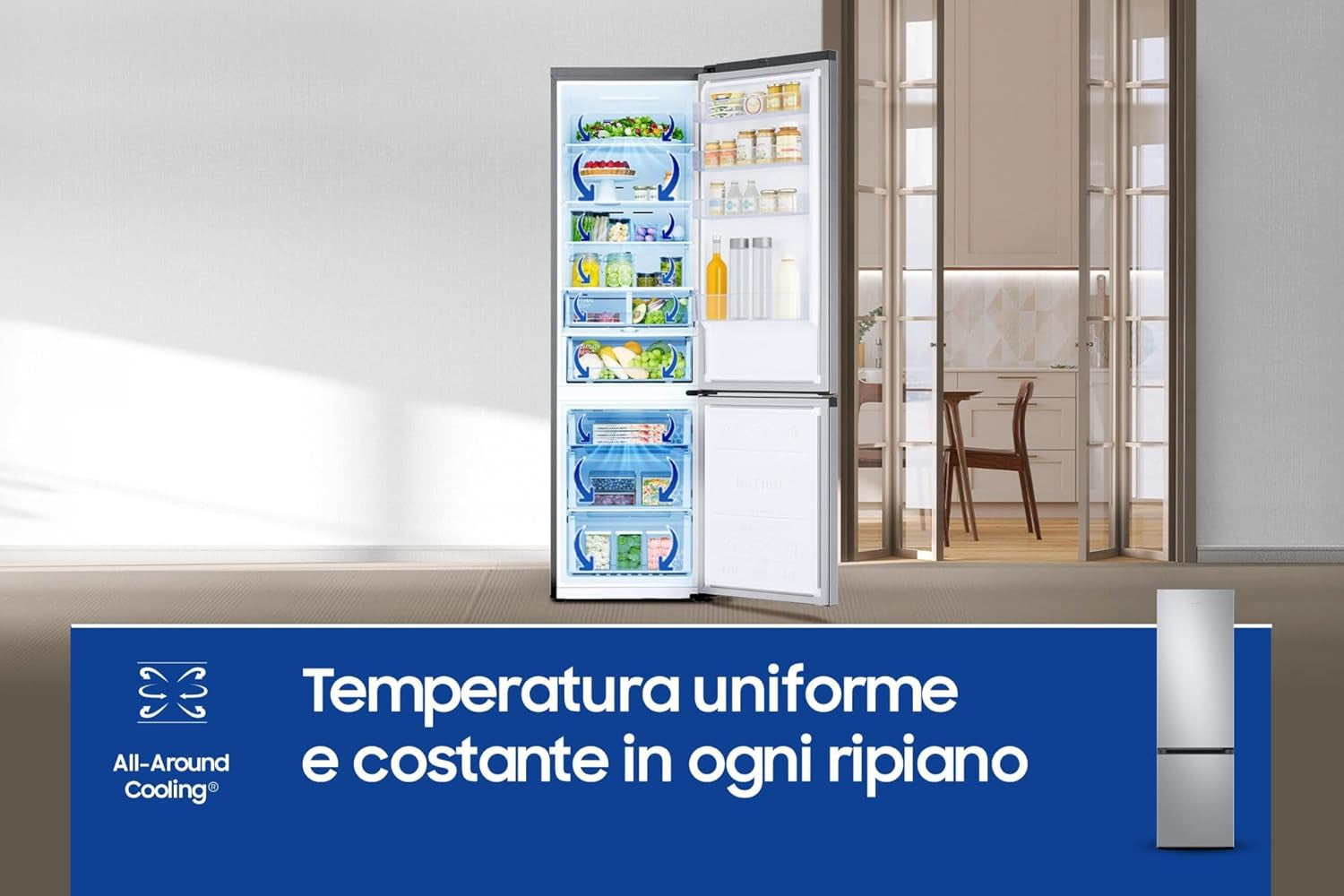 R�FRIG�RATEUR COMBIN� RB38C603DSA 390L H203CM D CONNECTE NO FROST ECRAN INTERNE METAL GREY