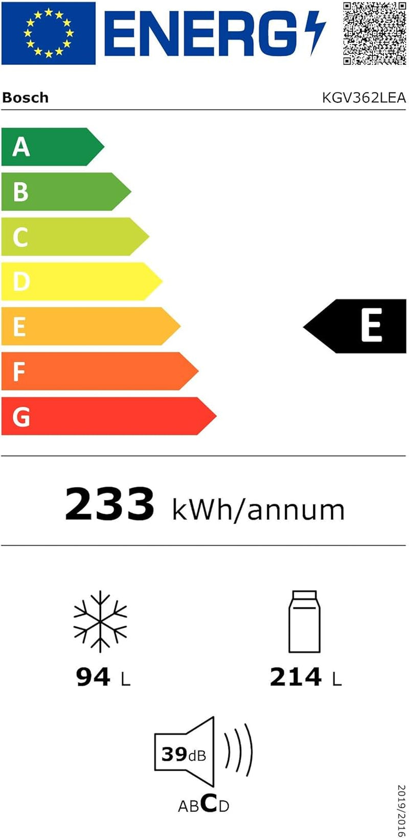 Serie 4 KGV362LEA Réfrigérateur-Congélateur Autoportante 308 L E Acier Inoxydable