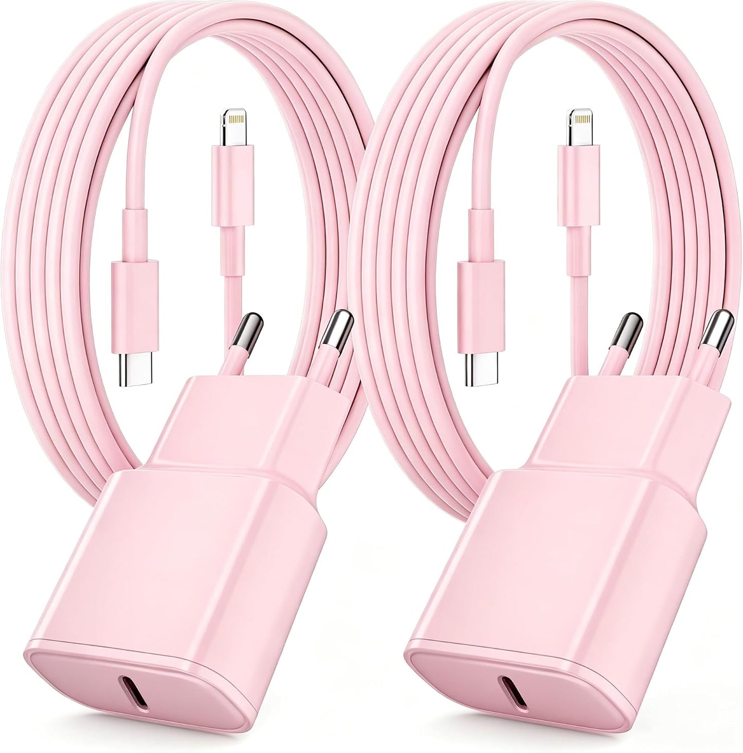 Chargeur Rapide Pour Iphone 14 13 12 11, Lot De 2 PD 3.0 Prise USB C Rose | Avec 2M Cable Lightning for Iphone 14/14Pro/13/13 Mini/13 Pro/13Pro Max/12/12Pro/12 Pro Max/11/11 Pro/ 11 Promax