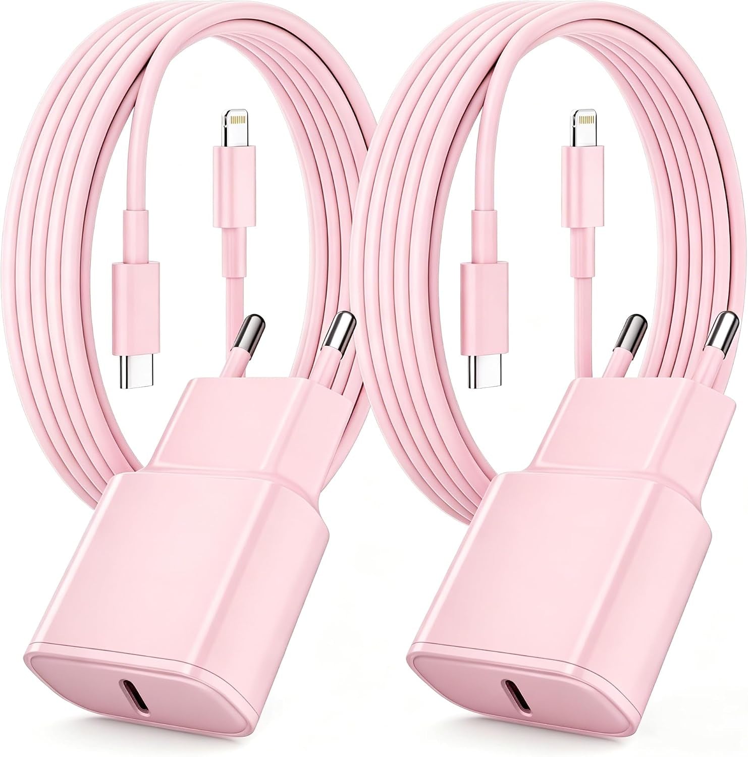 Chargeur Rapide Pour Iphone 14 13 12 11, Lot De 2 PD 3.0 Prise USB C Rose | Avec 2M Cable Lightning for Iphone 14/14Pro/13/13 Mini/13 Pro/13Pro Max/12/12Pro/12 Pro Max/11/11 Pro/ 11 Promax