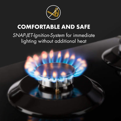 Kalahari Ignito Set - Four + Plaque De Cuisson Encastrables, Gaz & Électrique - Plaque Cuisson 4 Zones Vitrocéramique - Four :68 L/Classe A, 50-250 °C, Noir, Acier Inoxydable