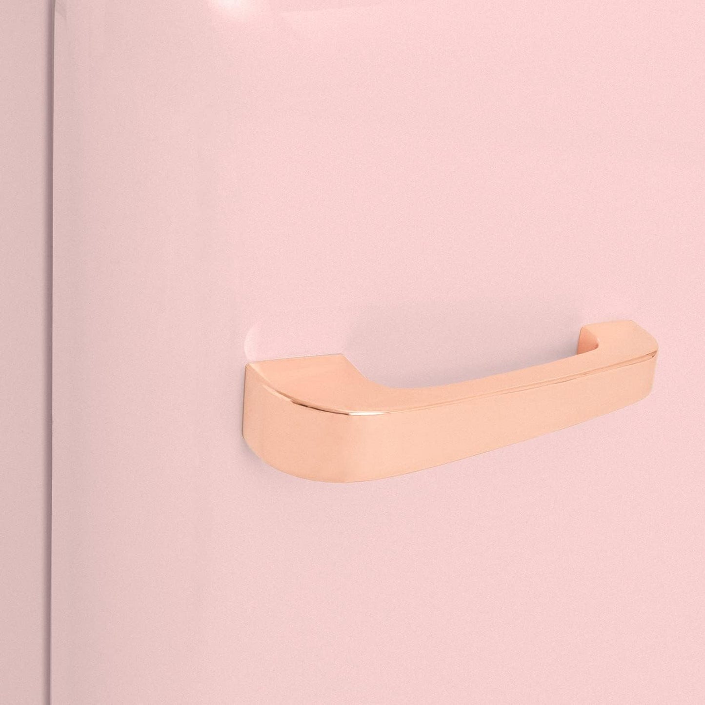 / RETRO FRIDGE 83.5 ROSE Gold/Réfrigérateur Rose Avec Poignée or Rose/Pratique Et Fonctionnel, Matériaux Résistants