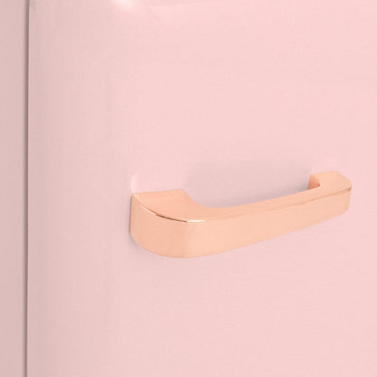 / RETRO FRIDGE 83.5 ROSE Gold/Réfrigérateur Rose Avec Poignée or Rose/Pratique Et Fonctionnel, Matériaux Résistants