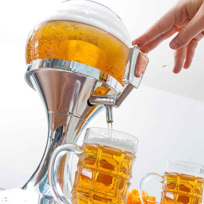 - Distributeur De Bière Réfrigérant 3,5L, Machine À Jus De Fruits, Fontaine D'Alcool Avec Réservoir À Glaçons, PMMA Transparent Et Argent Métallique, 24X24X42 Cm, Sans BPA