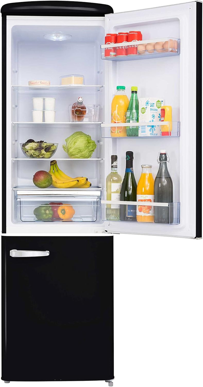 - Réfrigérateur Combiné Rétro CB255RNA++ - Réfrigérateur Congélateur 2 Portes - 255L Dont Congélateur 63L - Dégivrage Automatique, Pose Libre, Style Vintage - Noir