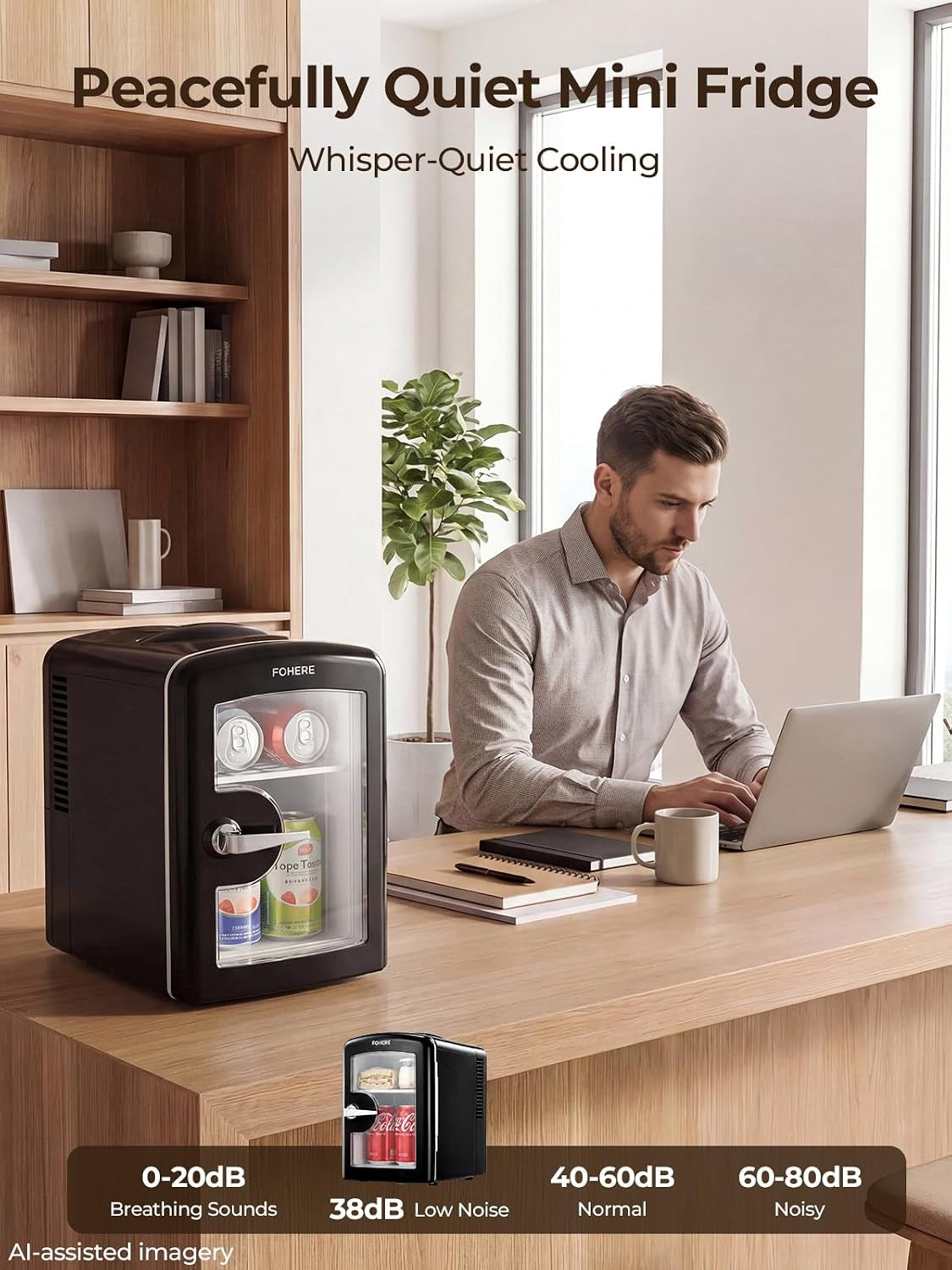 Mini Frigo De Chambre Capacité De 4L, 6 Canettes 355Ml, Réfrigérateur Voiture 12V 220V Silencieux Petit Frigo Cosmetique, Fonction Chaud/Froid, Pour Domestique Voiture, Noir