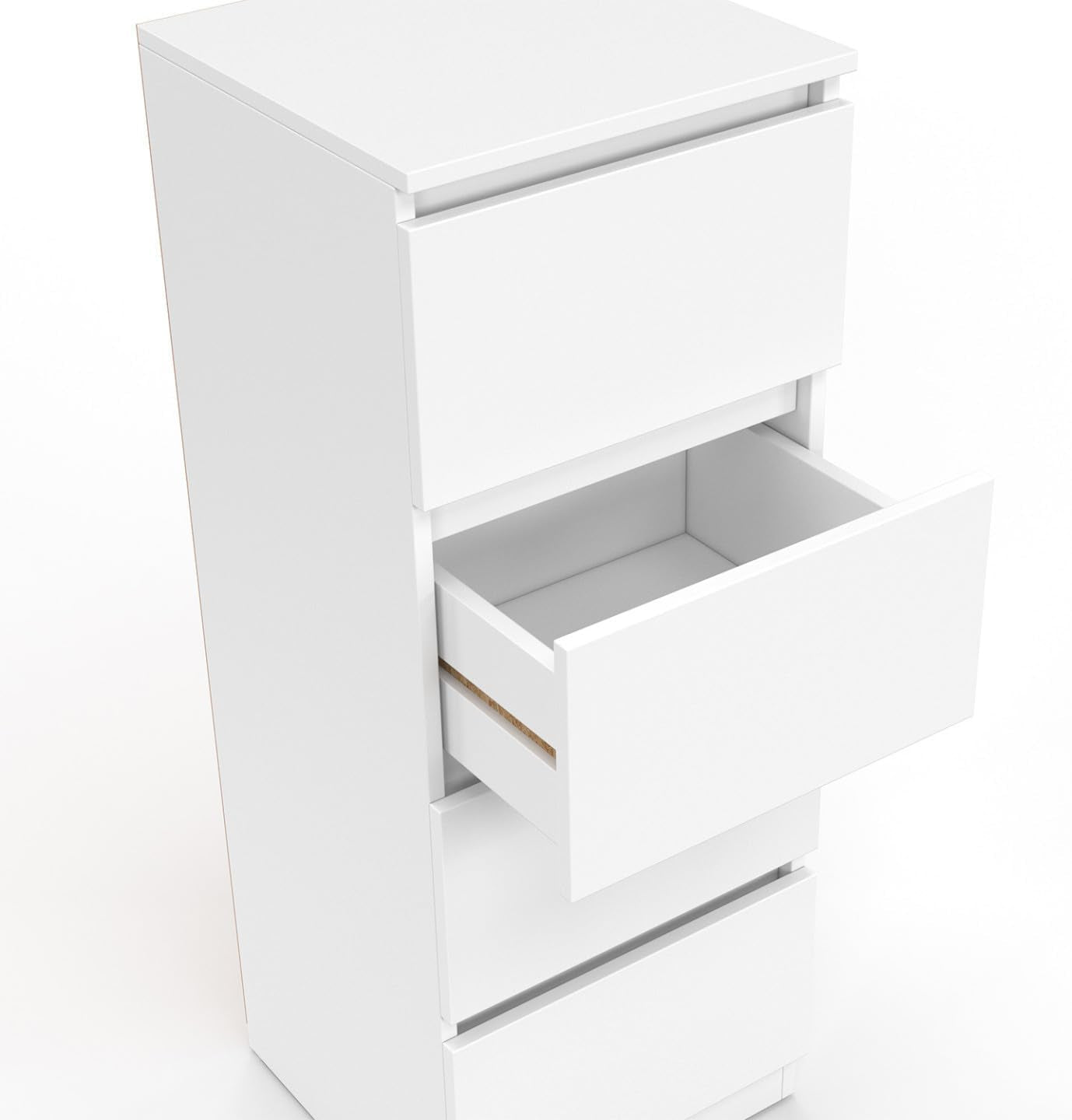 - Meuble D'Appoint 4 Tiroirs TOMI Bois Blanc | Longeur 30 X Largeur 30 X Hauteur 80 Cm, Chiffonnier Pour Entrée Salle De Bain