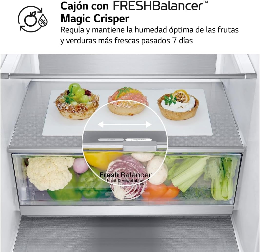 GBB71PZVCN1 Réfrigérateur Combi Door Cooling+ Réfrigérateur Et Congélateur 2 Portes Série 700 Classe C Capacité 374L 1.86 Inox Anti-Traces De Doigts