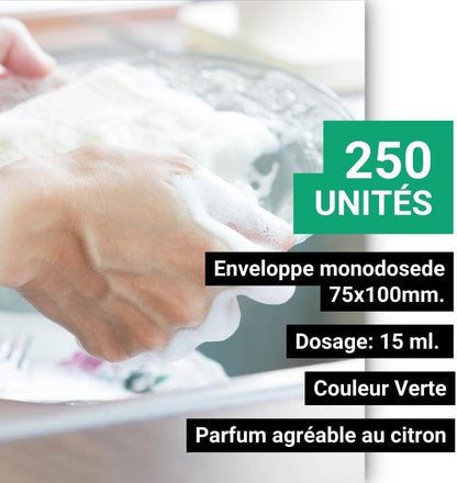 GPQ - Lave-Vaisselle À Dosettes Liquides | 250 Unités X 15 Ml | Détergent Pour Lavage Manuel De Vaisselle | Dégraissant / Dégraissant | Sans Parabènes | Amenities D'Appartement, Airbnb, Camping,