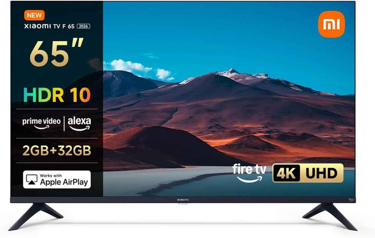 XIAOMI TV F 65, 165 Cm (65 Pouces), 4K UHD, Smart TV, Fire OS8, Contrôle Vocal Alexa, HDR10, MEMC, 60Hz Avec 120Hz Game Boost Mode, 2Go+32Go, Compatible Avec Apple Airplay