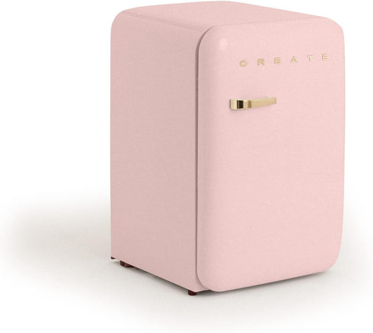 / RETRO FRIDGE 83.5 Gold/Réfrigérateur Rose Avec Poignée Or/Pratique Et Fonctionnel, Matériaux Résistants